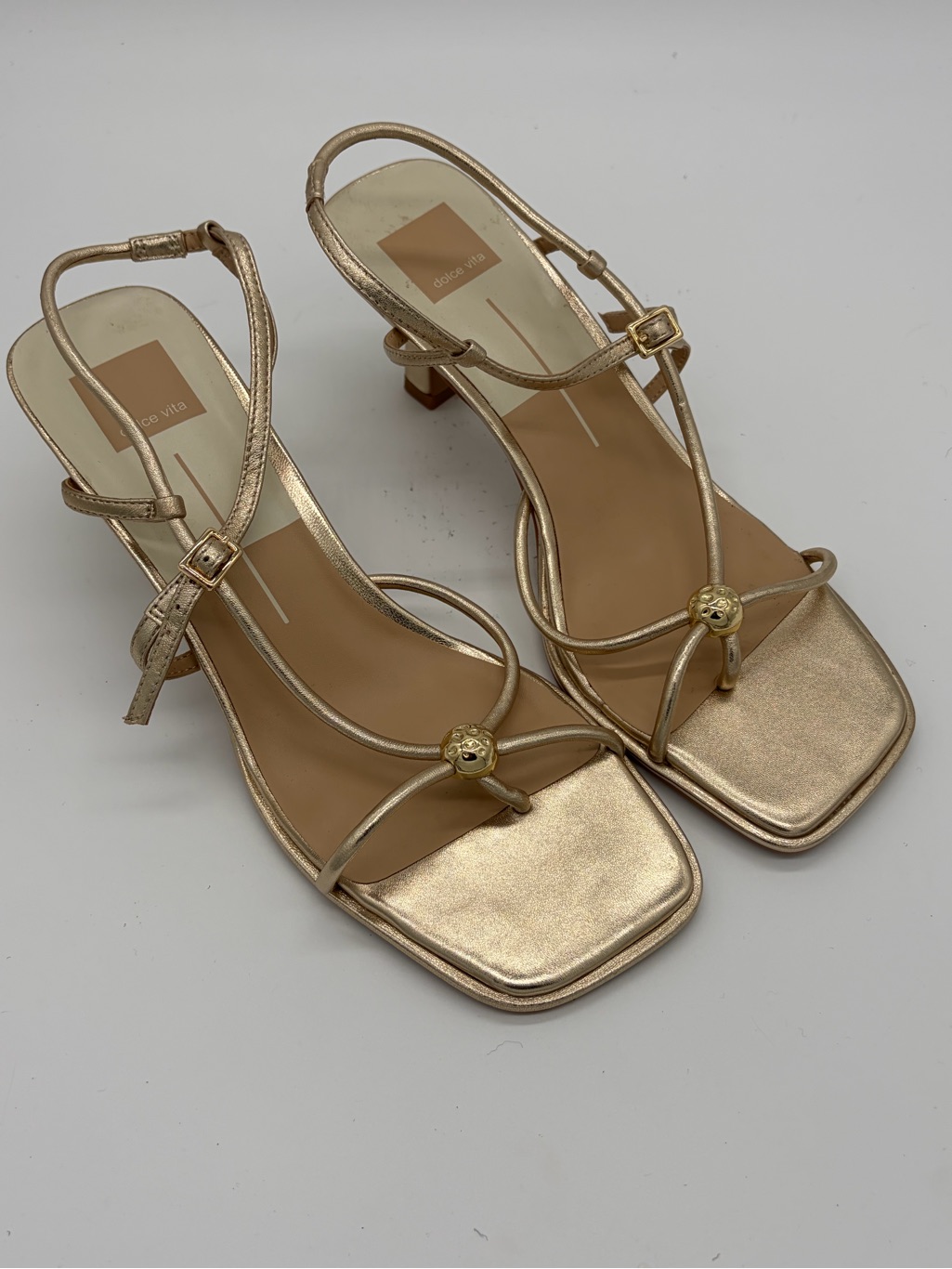 Dolce Vita Rose Gold Strappy Block Heel Sandals